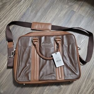 Robert Graham Men's Roman Leather Messenger Bag Brown Briefcase NEW